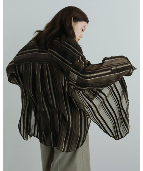 anuke ブラウス シャツ Sheer Stripe Shirts レディース
