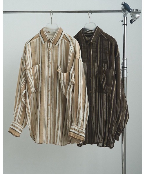 anuke ブラウス シャツ Sheer Stripe Shirts レディース