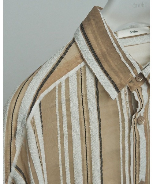 anukeシャツ【未使用新品！】 anuke ブラウス シャツ Sheer Stripe Shirts レディース