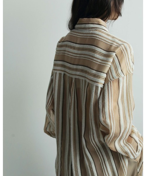 anuke ブラウス シャツ Sheer Stripe Shirts レディース