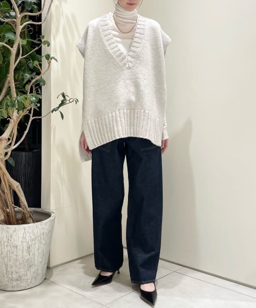 【LE PHIL】　Vネック　ベスト LE PHIL（ル フィル） ベスト ジレ Vネックニットジレ レディース