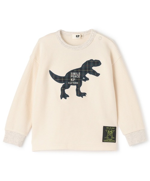 KP BOY（ケーピーボーイ） tシャツ チェック恐竜アップリケ ワッフル