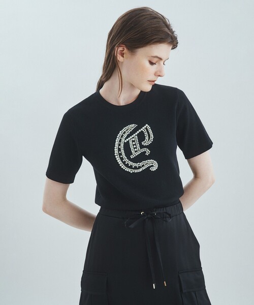 グレース　コンチネンタル　　36  ブラック GRACE CONTINENTAL（グレースコンチネンタル） 半袖ニット 36 ブラック