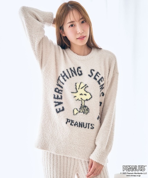 aimerfeel パジャマ ルームウェア PEANUTS スヌーピー フェイス ニット