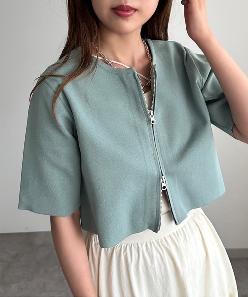 「apres jour mignon」 半袖ニット フリー オレンジ レディース_画像3