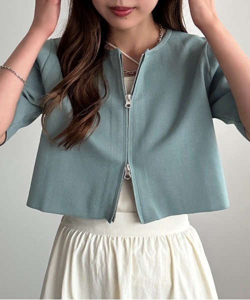 「apres jour mignon」 半袖ニット フリー オレンジ レディース_画像4