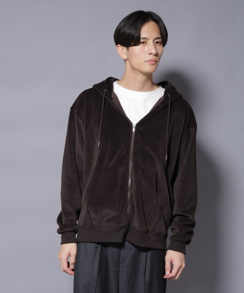 NANO universe（ナノ・ユニバース） パーカー クロコ加工フリース ZIP