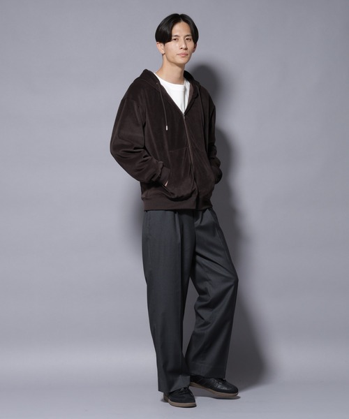 NANO universe（ナノ・ユニバース） パーカー クロコ加工フリース ZIP