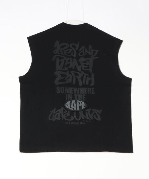 「AAPE BY A BATHING APE」 ノースリーブトップス SMALL ブラック メンズ_画像3