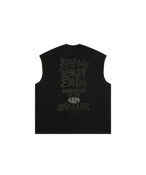 「AAPE BY A BATHING APE」 ノースリーブトップス SMALL ブラック メンズ_画像4