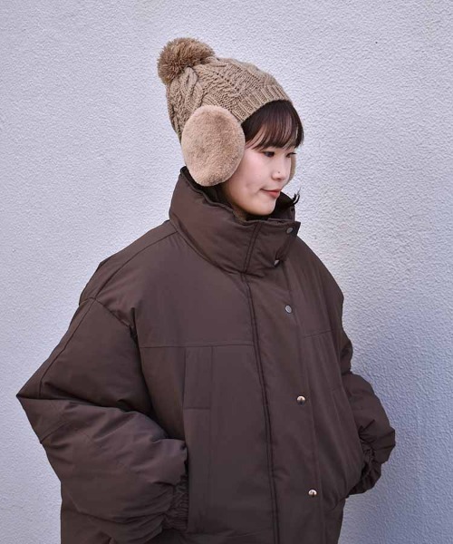 Bleu Bleuet（ブルーブルーエ） ニット帽 ニットキャップ ファー付耳