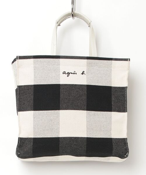 agnes b.（アニエスベー） チェック柄ハンドバッグ - ホワイト