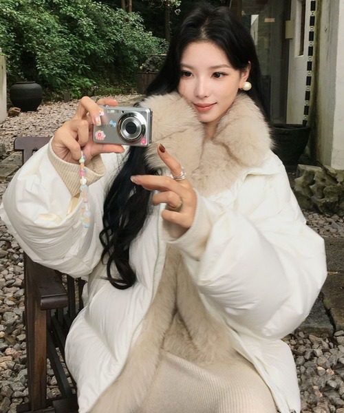 ダウンコート ダウンジャケット フェイクファー付き中綿ジャケット