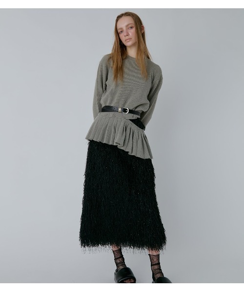 LE CIEL BLEU（ルシェルブルー） スカート グリッターフリンジスカート