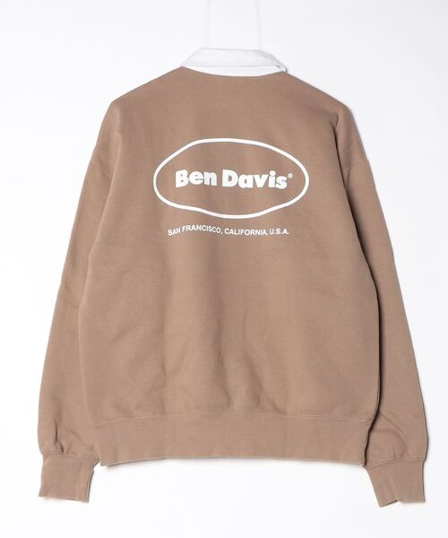 「BEN DAVIS」 ワンポイント長袖ポロシャツ M ブラウン メンズ_画像2