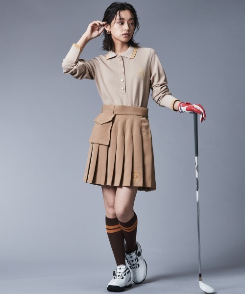 「CHIC STYLE」 長袖ポロシャツ M ベージュ レディース_画像3