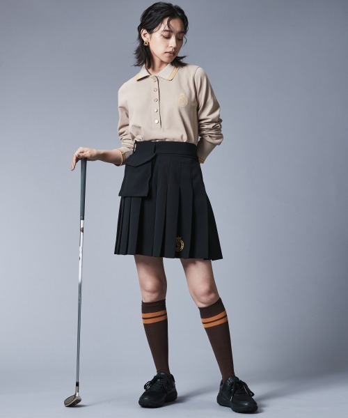 「CHIC STYLE」 長袖ポロシャツ M ベージュ レディース_画像4