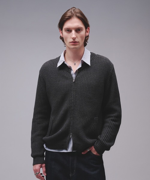 Regen Glanz カーディガン crewneck knit zip jacket / クルーネック