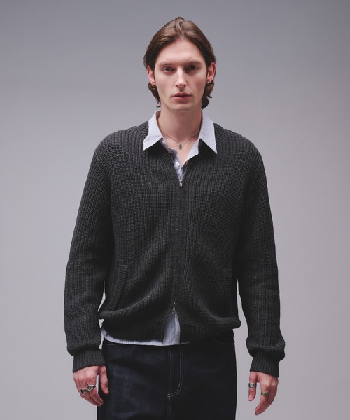 Regen Glanz カーディガン crewneck knit zip jacket / クルーネック