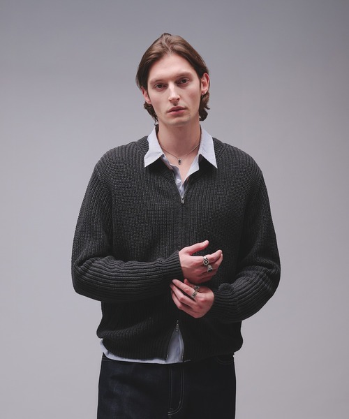 Regen Glanz カーディガン crewneck knit zip jacket / クルーネック