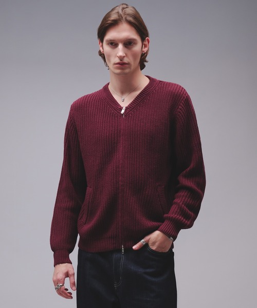 Regen Glanz カーディガン crewneck knit zip jacket / クルーネック