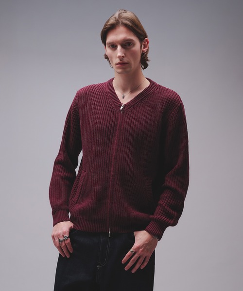 Regen Glanz カーディガン crewneck knit zip jacket / クルーネック