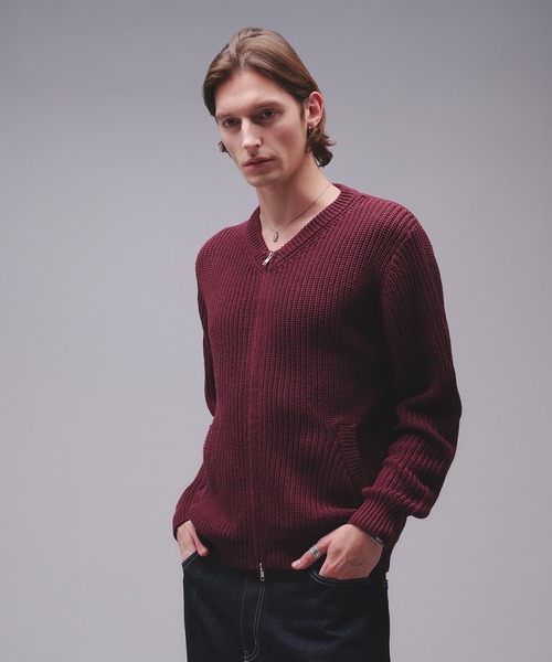 Regen Glanz カーディガン crewneck knit zip jacket / クルーネック