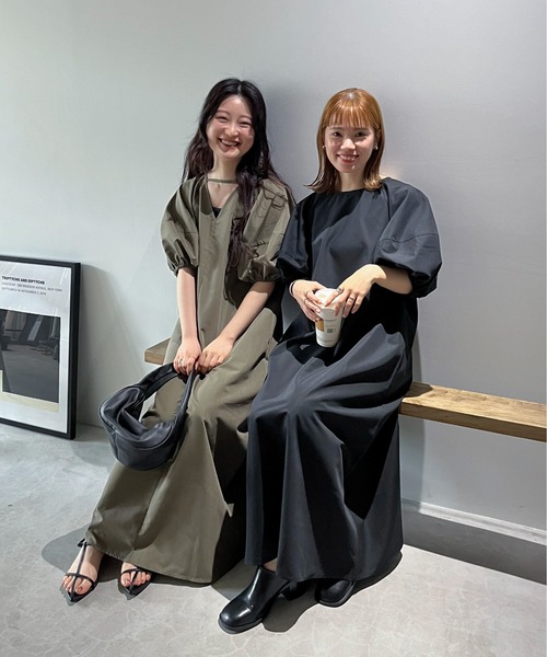 「feepur」 7分袖ワンピース MEDIUM ブラック レディース_画像8