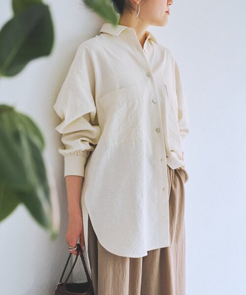 【美品】BEARDSLEYパフスリーブブラウス ベージュ　ゆったり BEARDSLEY（ビアズリー） ブラウス シャツ フリンジシャツ レディース