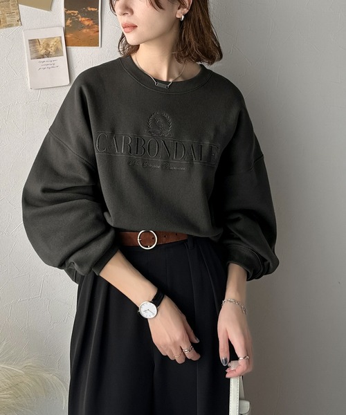 「Java」 スウェットカットソー LARGE チャコール レディース_画像8