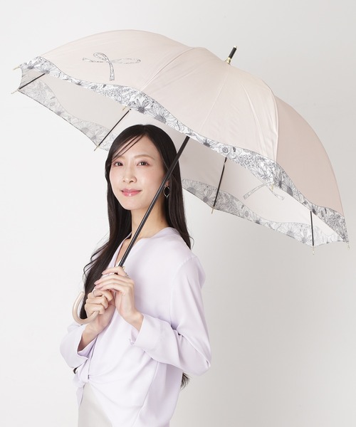 LANVIN en Bleu 傘 長傘 耐風 大きめ フラワー デイジーリボンプリント