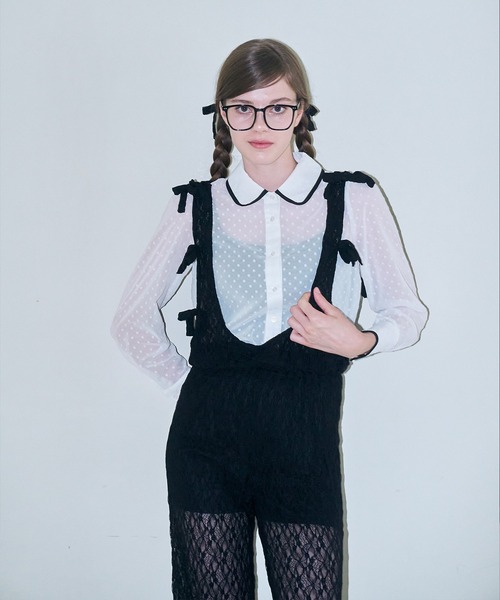 サロペット オーバーオール 「mieya mieya」BABY LACE SALOPETTE/ベビーレースサロペット レディース