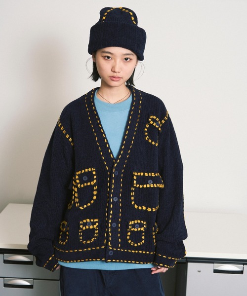 phingerin ネイビー カーディガン PHINGERIN（フィンガリン） ニットカーディガン SMALL ネイビー メンズ