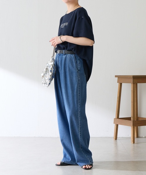 tシャツ 袖アレンジジョーゼットロゴT レディースの画像