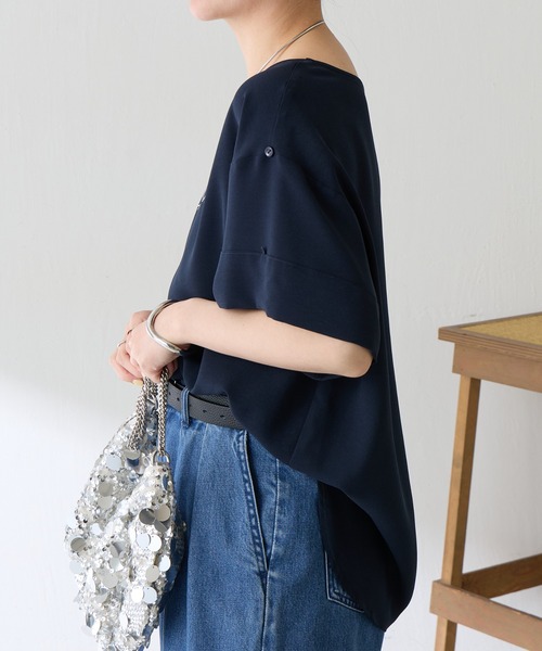 tシャツ 袖アレンジジョーゼットロゴT レディースの画像