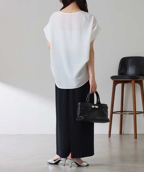 tシャツ 袖アレンジジョーゼットロゴT レディースの画像