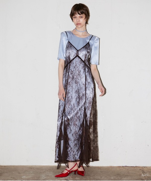 パーティードレス ドレス スパークルレースサテンドレス / sparkle lace satin dressの画像