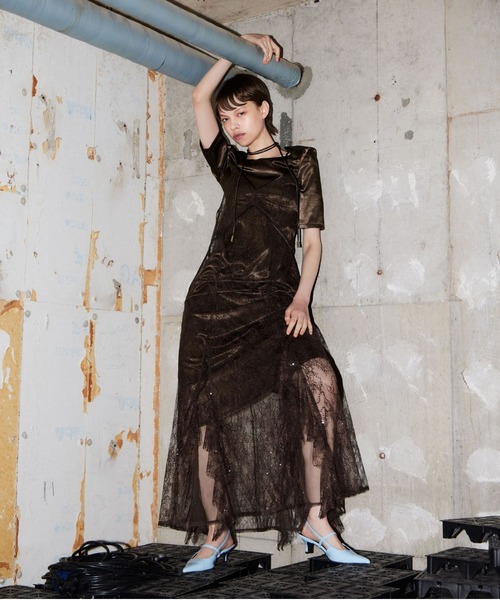 パーティードレス ドレス スパークルレースサテンドレス / sparkle lace satin dressの画像