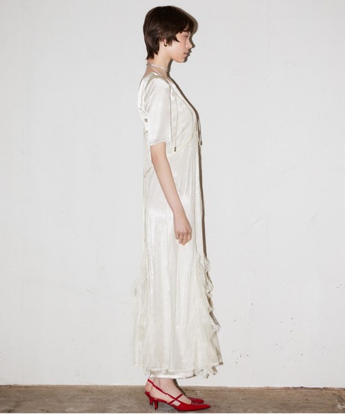 パーティードレス ドレス スパークルレースサテンドレス / sparkle lace satin dressの画像