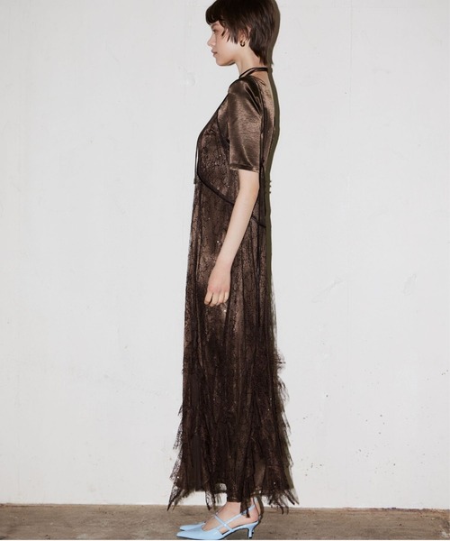 パーティードレス ドレス スパークルレースサテンドレス / sparkle lace satin dressの画像