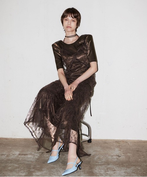 パーティードレス ドレス スパークルレースサテンドレス / sparkle lace satin dressの画像