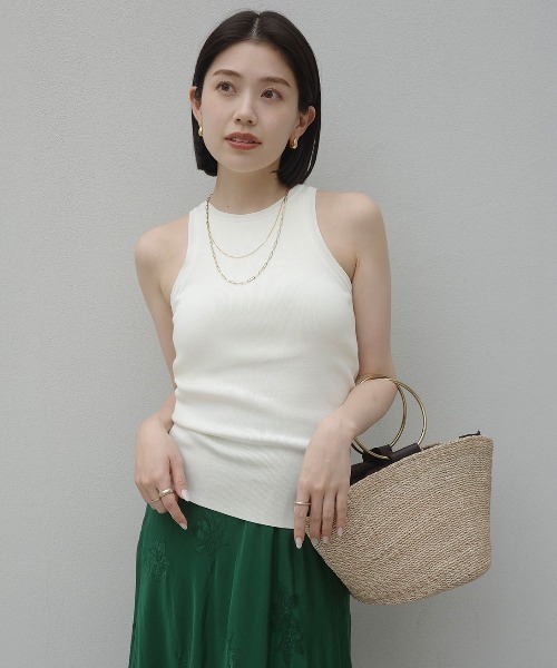 タンクトップ ノースリーブ ブライトニットカップインタンクトップ レディースの画像