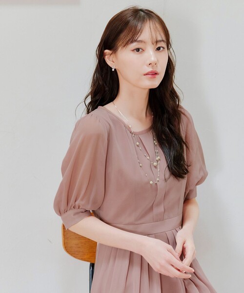 「Tiaclasse」 7分袖ワンピース M ネイビー レディース_画像9