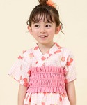 甚平 浴衣 いちご柄 甚平・帯付き キッズ 子...の詳細画像1