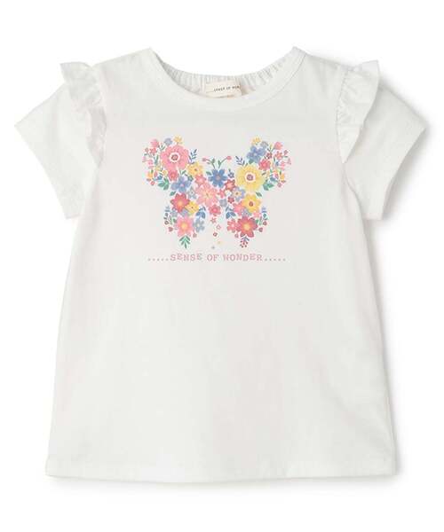 sense of wonder tシャツ フラワーちょうちょプリント半袖Tシャツ 