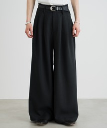 SINSS ワイドパンツ スラックス 3-Tuck wide linen touch straight
