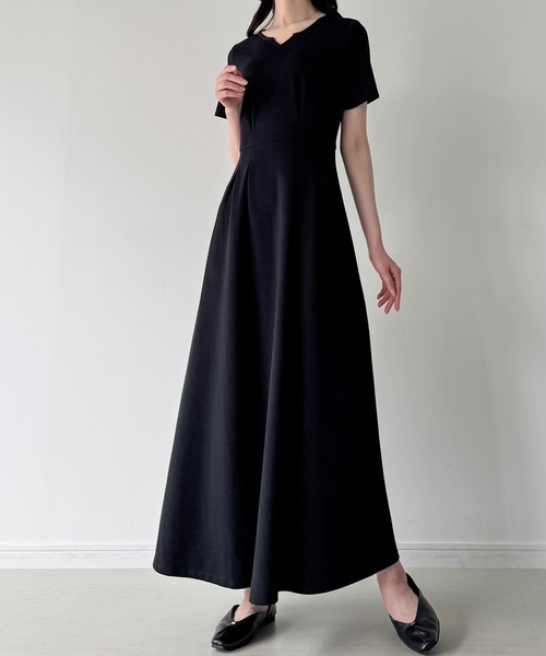 JUNOAH（ジュノア） 半袖ワンピース MEDIUM ダークネイビー レディース
