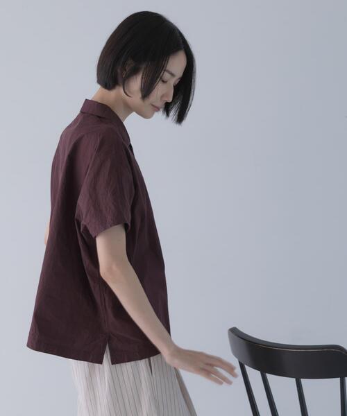 かぐれ ブラウス シャツ 半袖 コットンフレンチスリーブシャツ