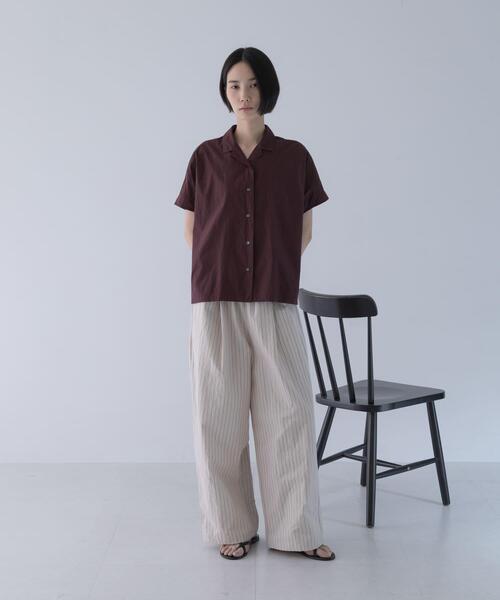 かぐれ ブラウス シャツ 半袖 コットンフレンチスリーブシャツ