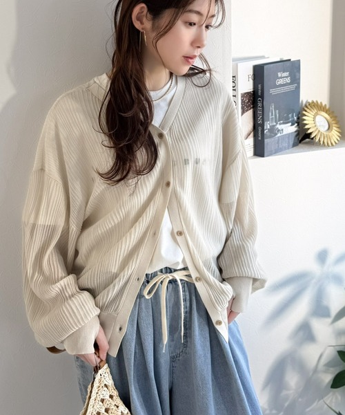 「classicalelf」 ニットカーディガン LARGE グレイッシュベージュ レディース_画像3